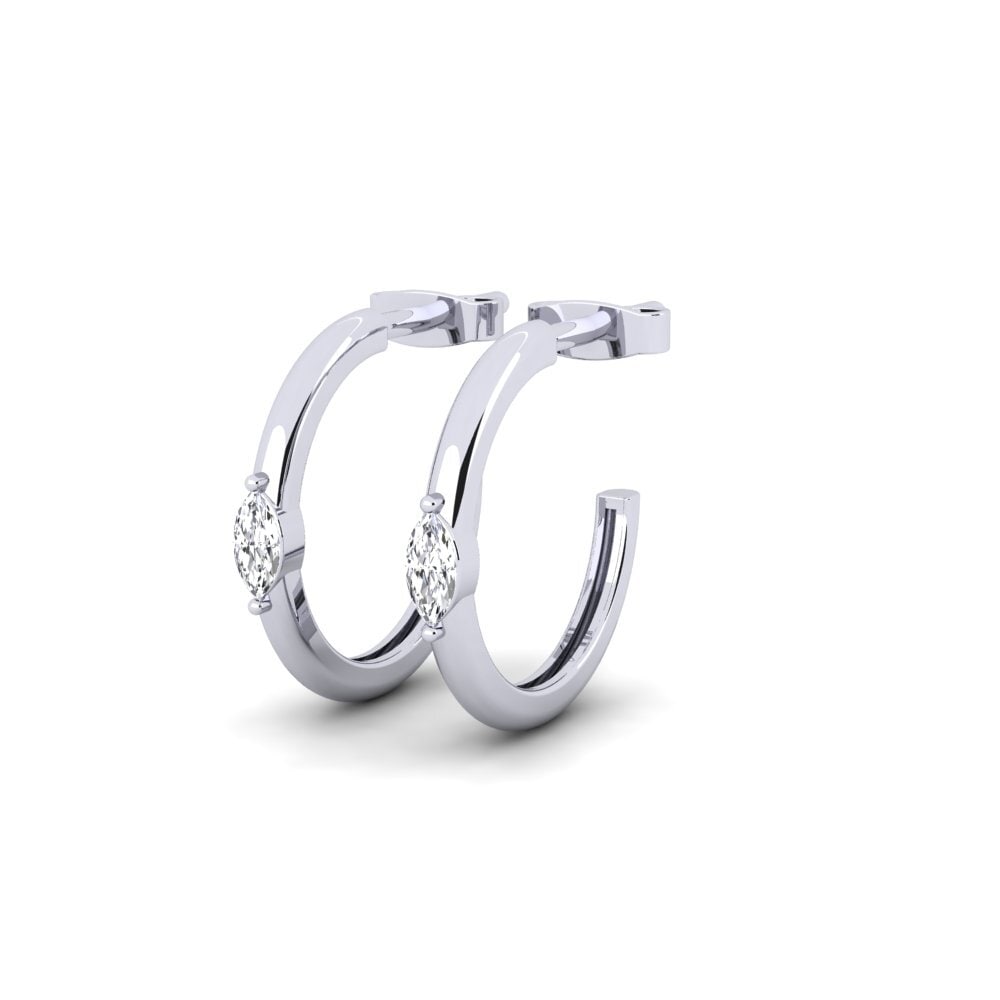 14k Oro Blanco Diamante Pendiente de mujer Sfuse