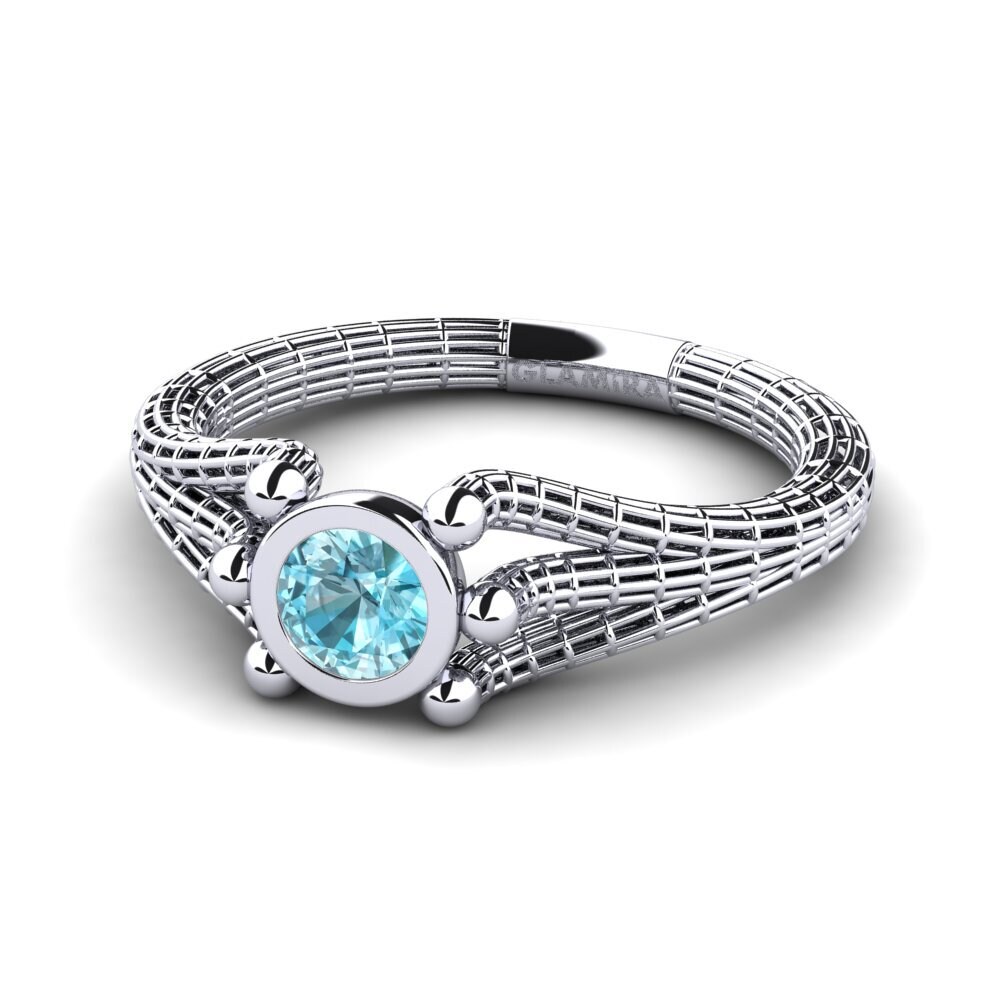 9k Oro Blanco Circón Azul Anillo de compromiso Shae