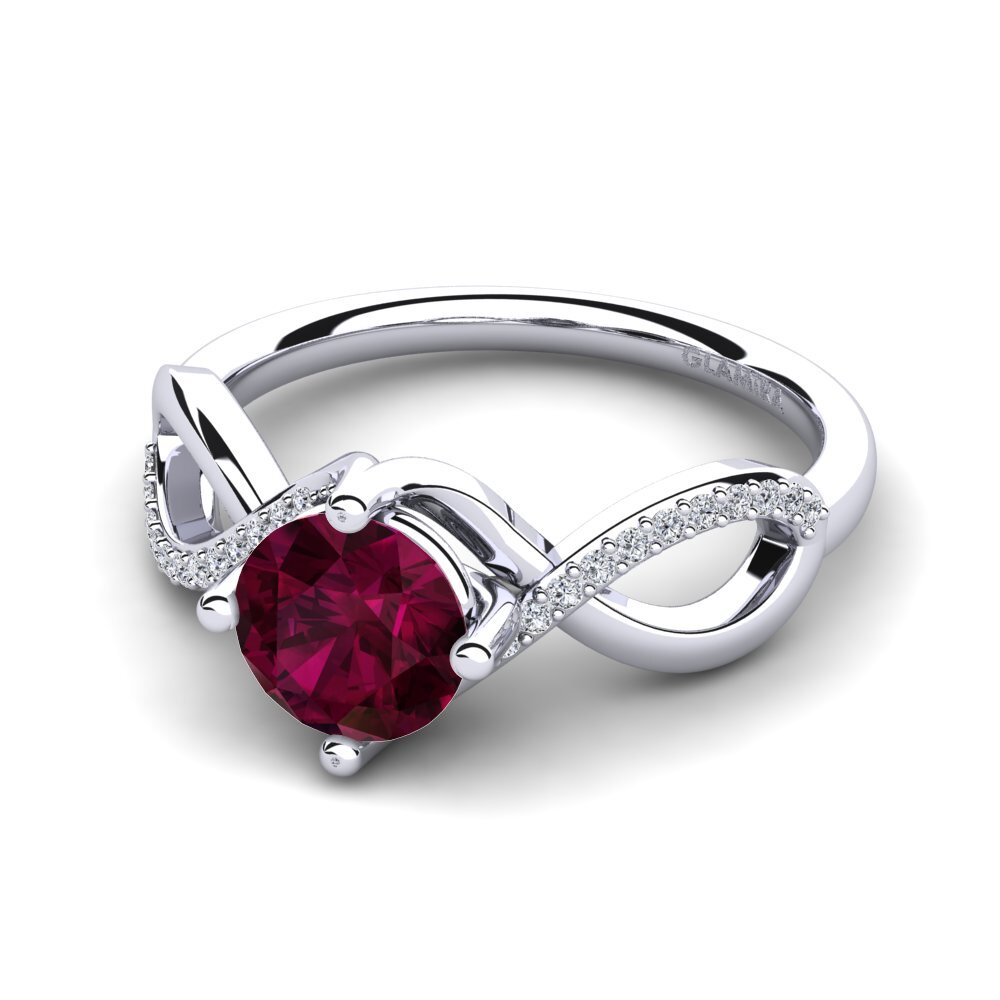 9ct White Gold Rhodolite Garnet Engagement Ring Shaelin