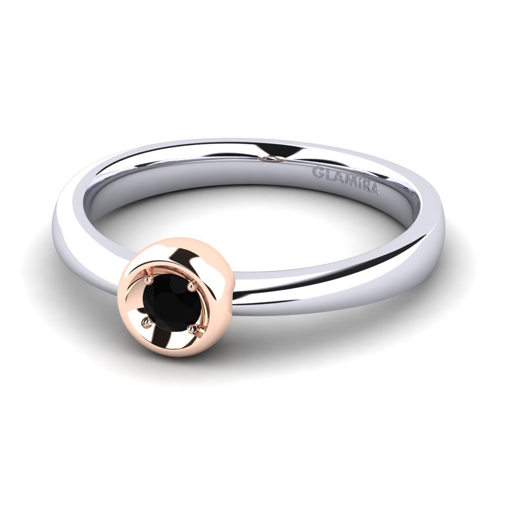 14ct White & Rose Gold Black Sapphire Women's Ring Shamina