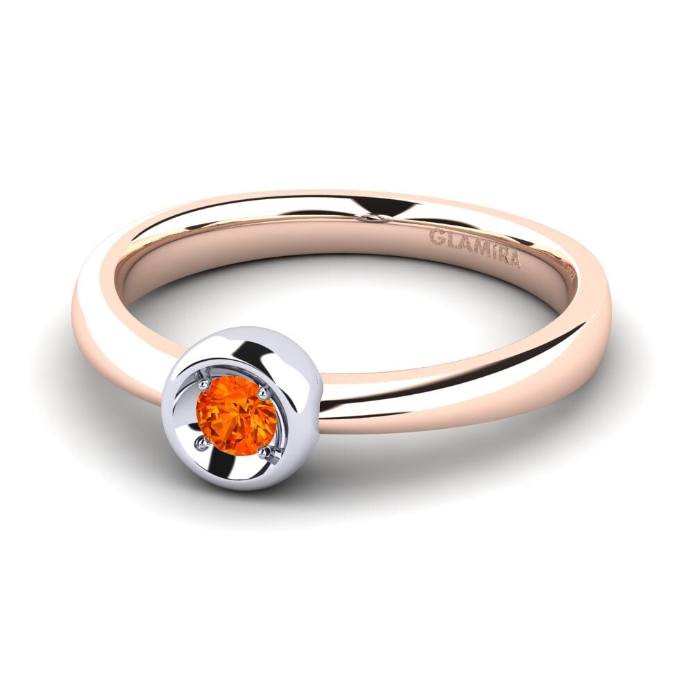 18ct Rose & White Gold Orange Sapphire Women's Ring Shamina