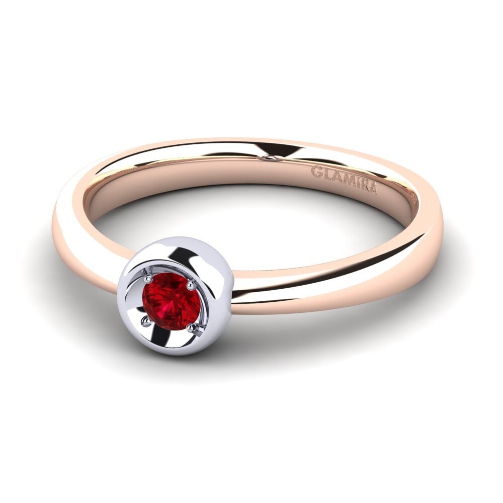 9ct Rose & White Gold Red Zirconia Women's Ring Shamina