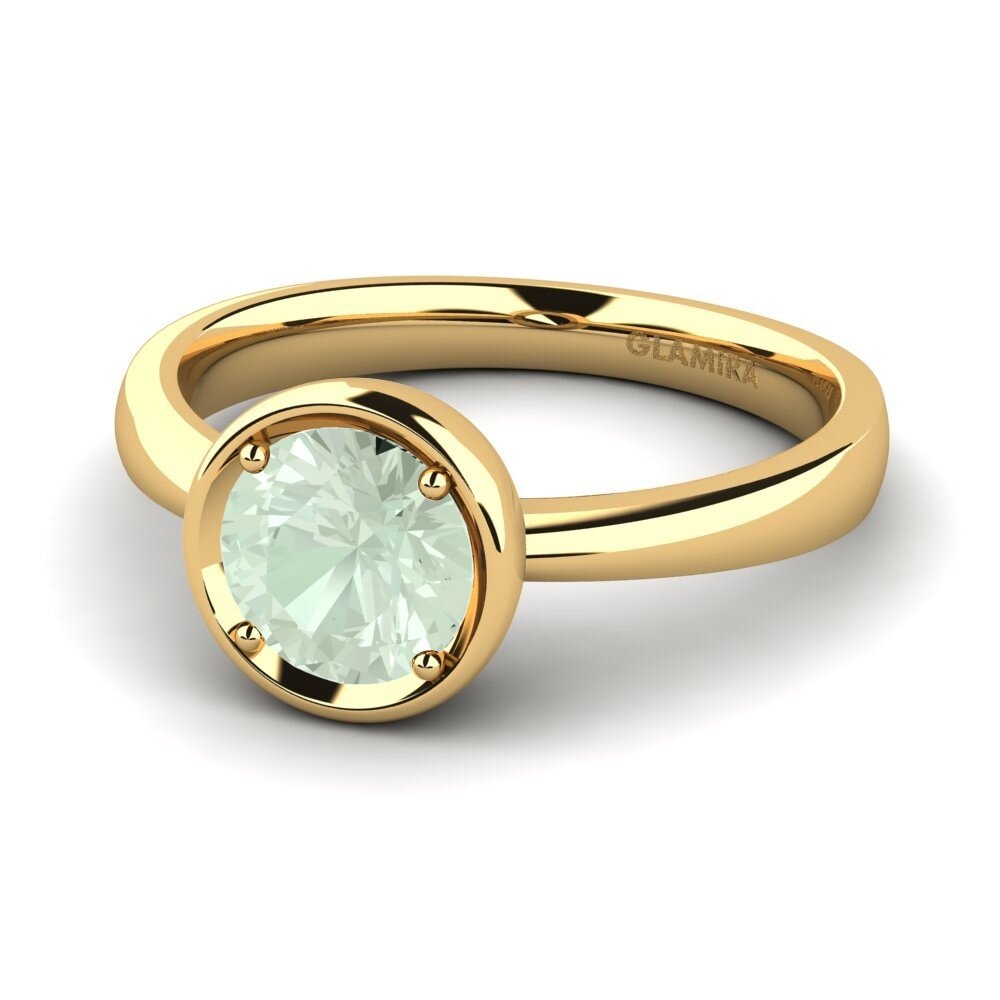 18k Oro Amarillo Amatista verde Anillo de compromiso Shamina 1.0 crt