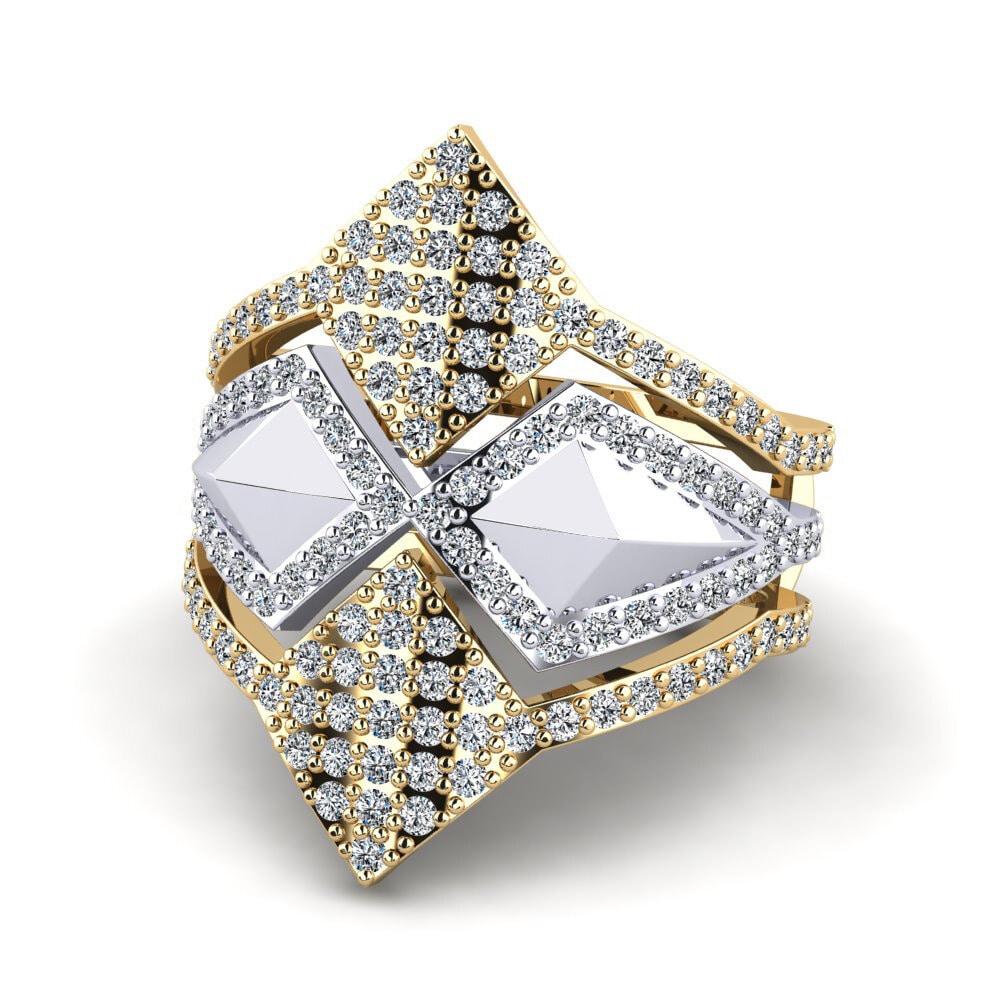 9k Oro Amarillo & Blanco Anillo Shanelez SET