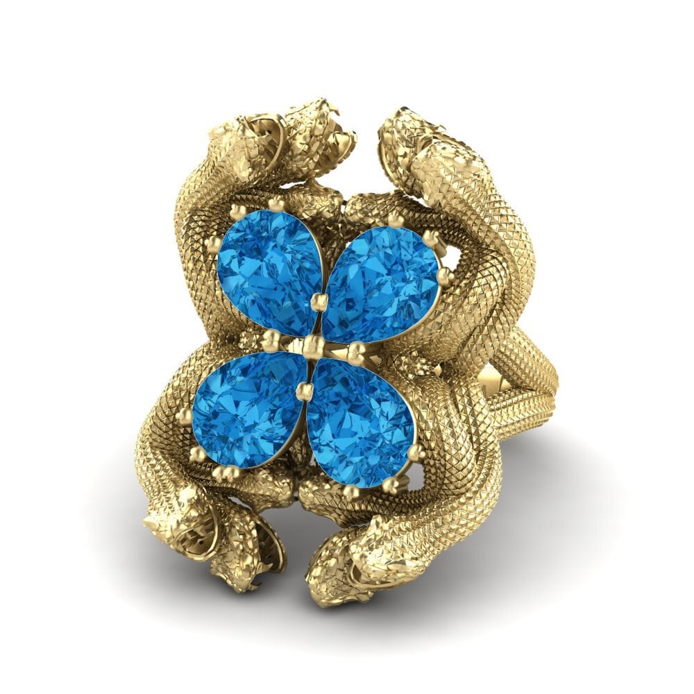 9k Oro Amarillo Topacio azul Anillo de compromiso Shaniqua