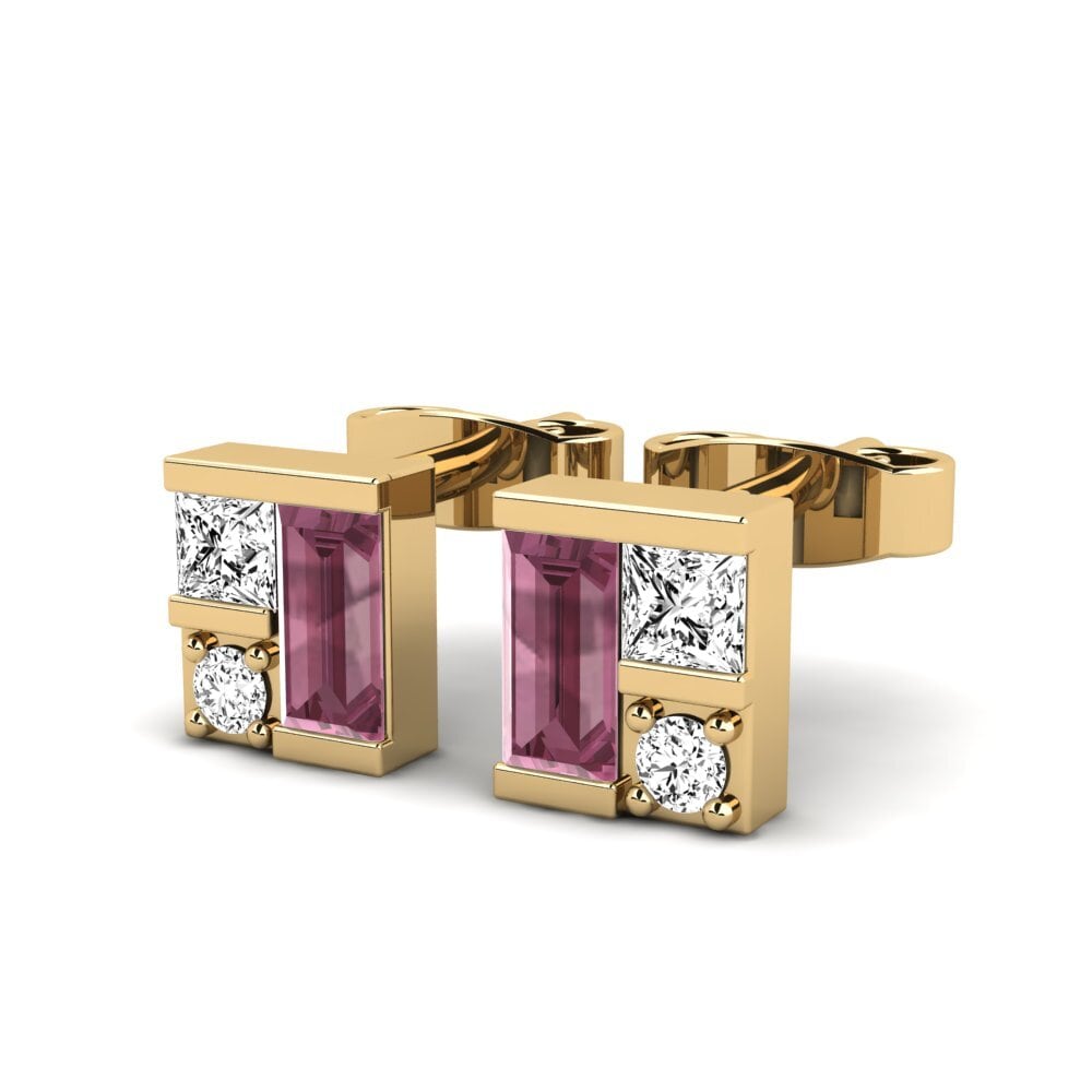 9k Oro Amarillo Granate Rhodolite Pendiente de mujer Shapentom