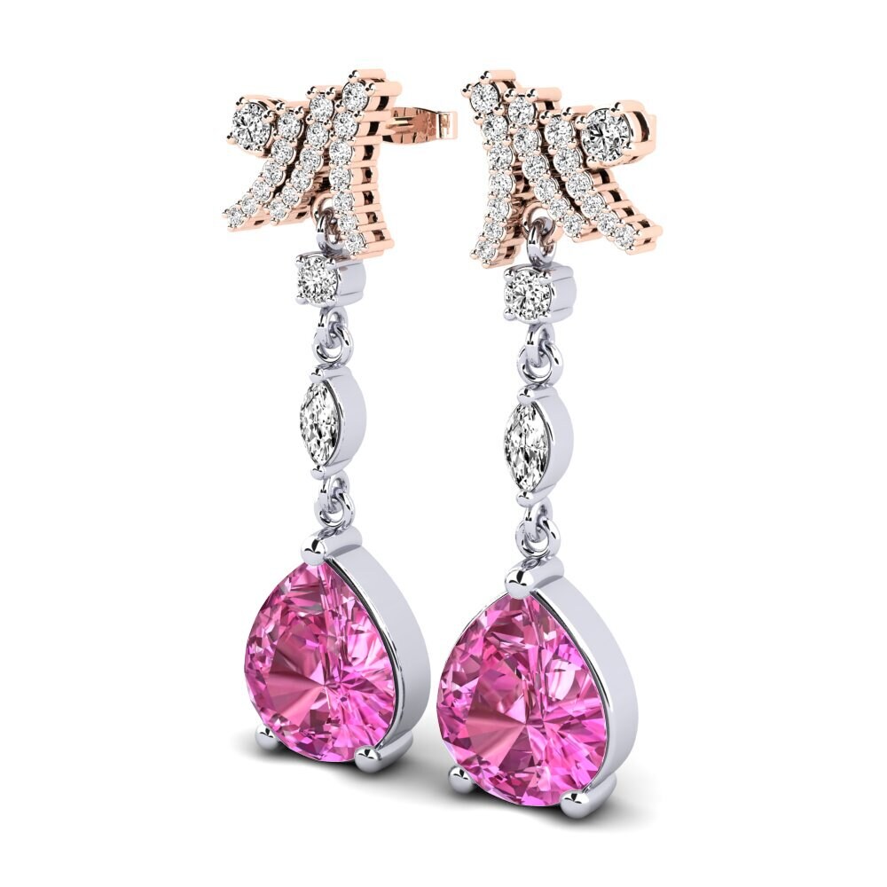 14k Oro Blanco & Rosa Topacio Rosa Pendiente de mujer Sharita