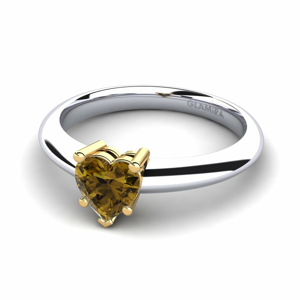 14k Yellow & White Gold Brown Zircon Engagement Ring Sharon