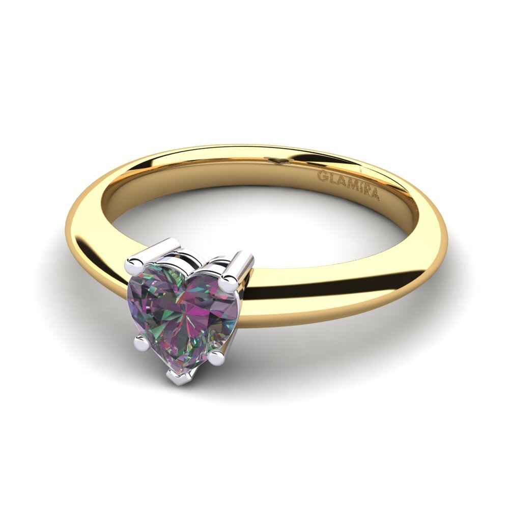 14k Oro Blanco & Amarillo Topacio Místico Anillo de compromiso Sharon
