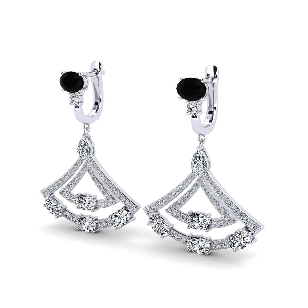 Ovalado Diamante Negro Pendiente de mujer Shaun