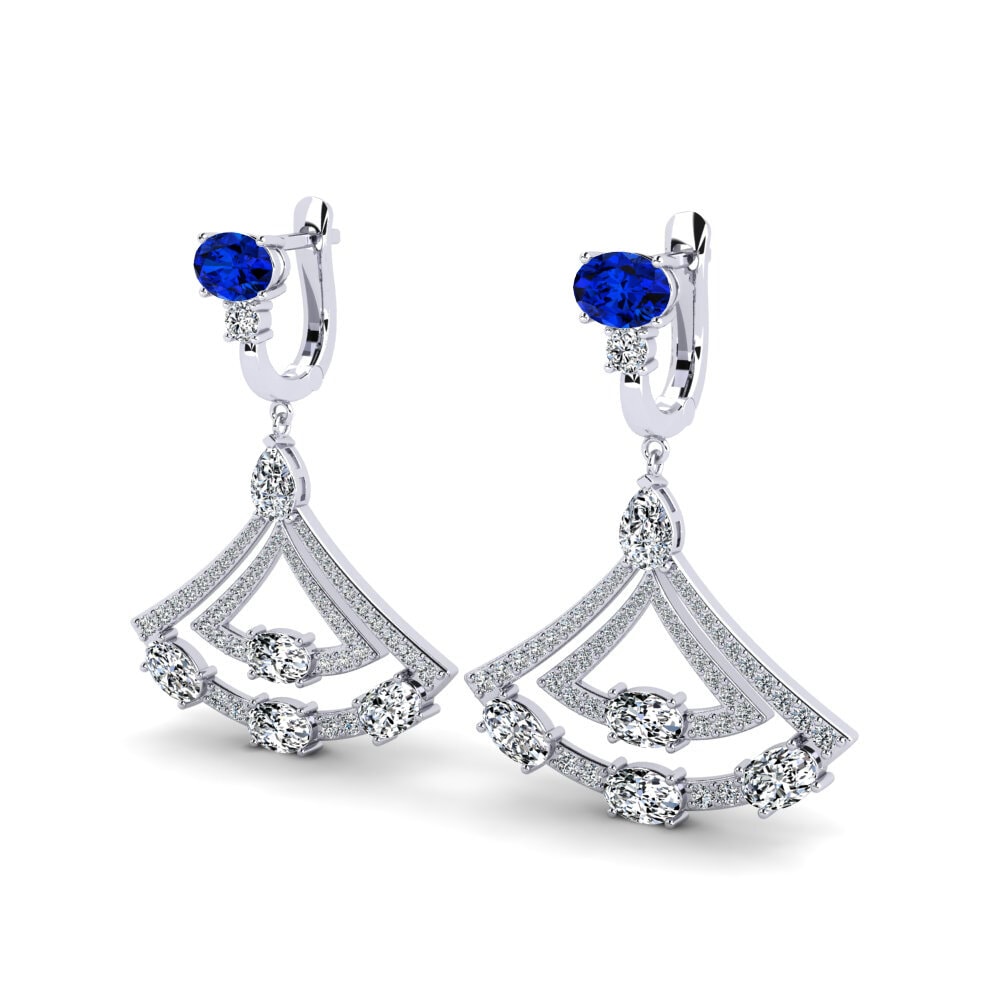 Oval Sapphire (Lab Created) Women's Earring Shaun