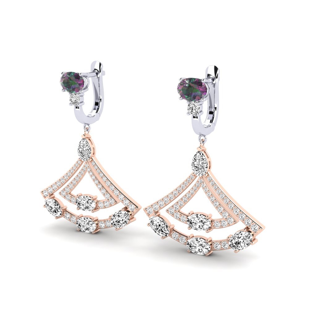 14k Oro Rosa & Blanco Topacio Místico Pendiente de mujer Shaun