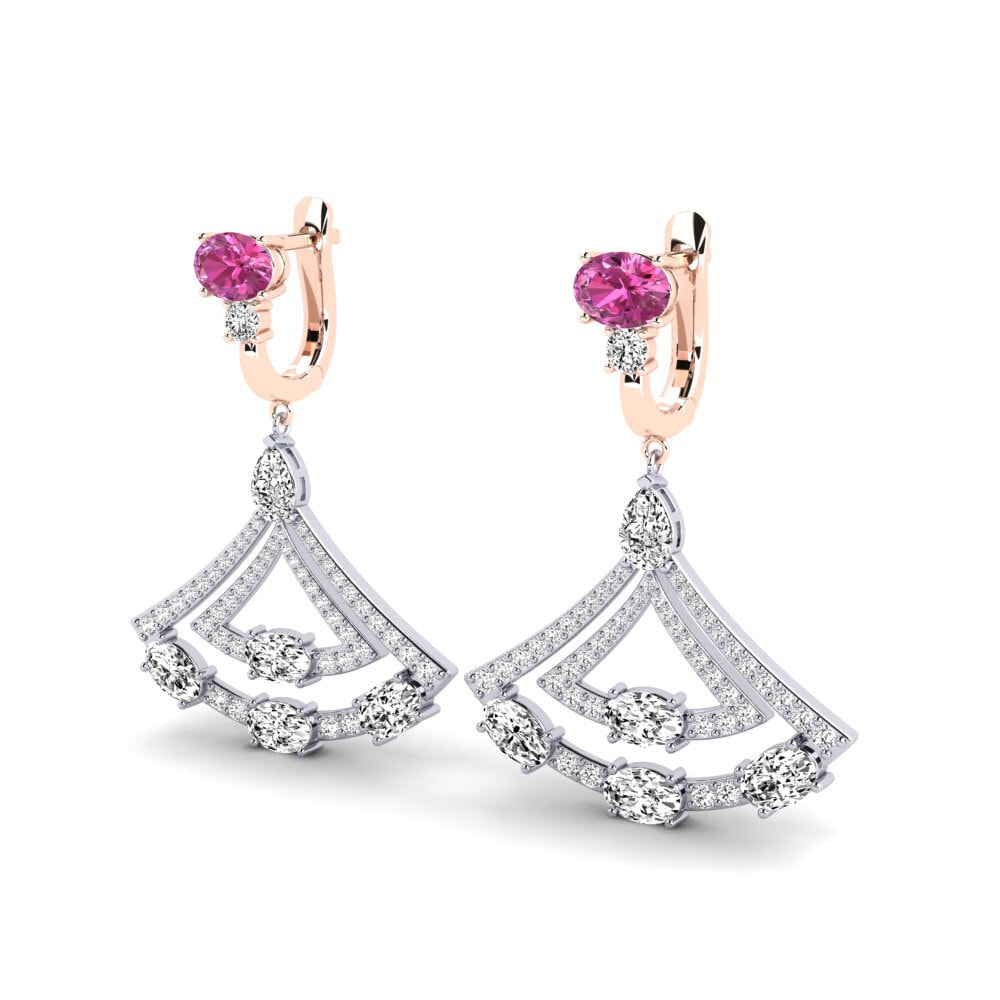 14k Oro Blanco & Rosa Topacio Rosa Pendiente de mujer Shaun