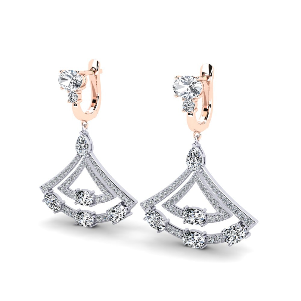 14ct White & Rose Gold White Zircon Women's Earring Shaun
