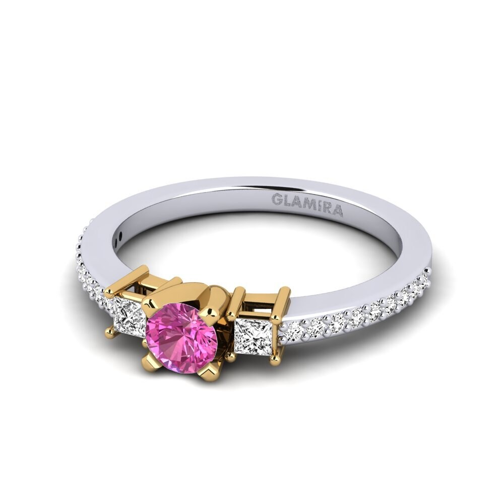 14k Oro Blanco & Amarillo Topacio Rosa Anillo de compromiso Shaunte
