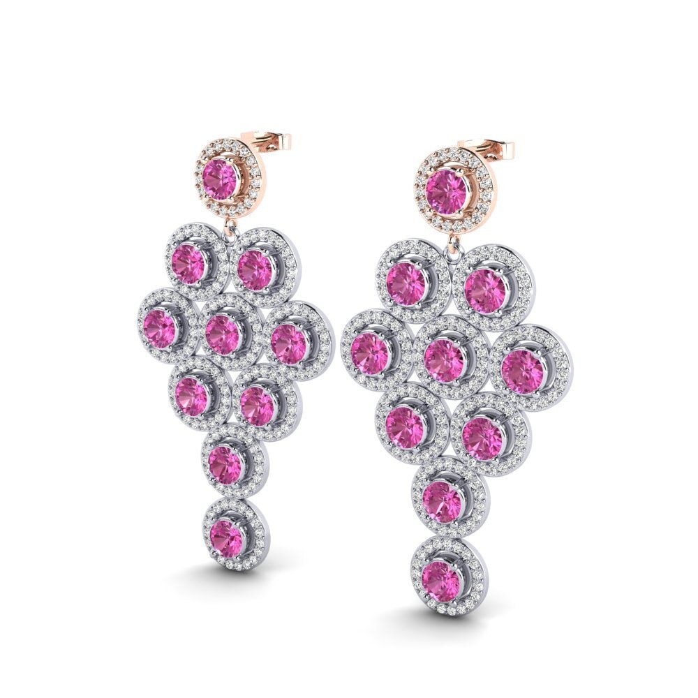 14k Oro Blanco & Rosa Topacio Rosa Pendiente de mujer Shavon