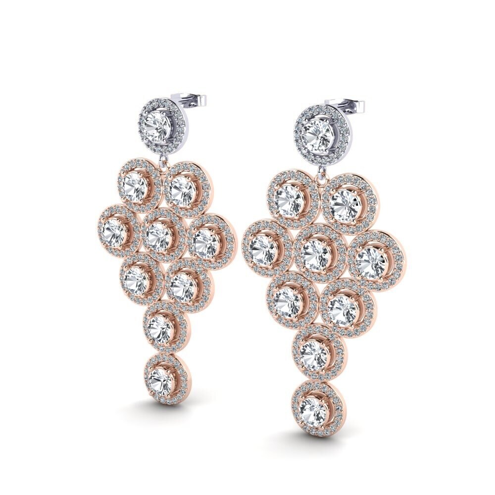 9k Oro Rosa & Blanco Circón Blanco Pendiente de mujer Shavon