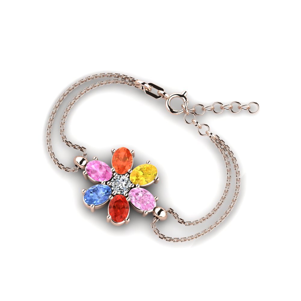 Chain Multi Sapphire 9ct Rose Gold Bracelets