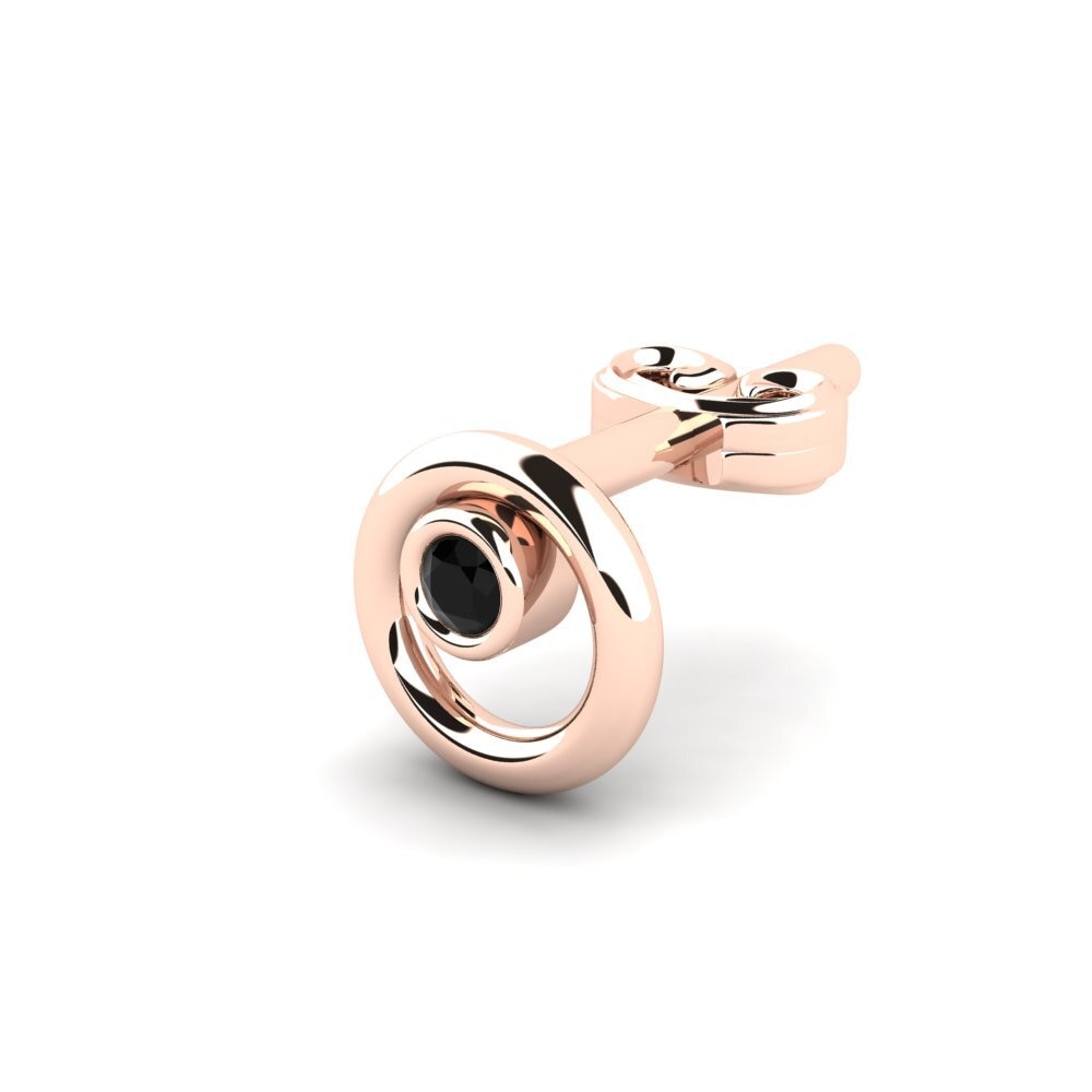 18ct Rose Gold Black Onyx Men's Earring Sheakars