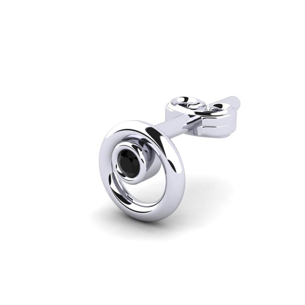 9ct White Gold Black Sapphire Men's Earring Sheakars