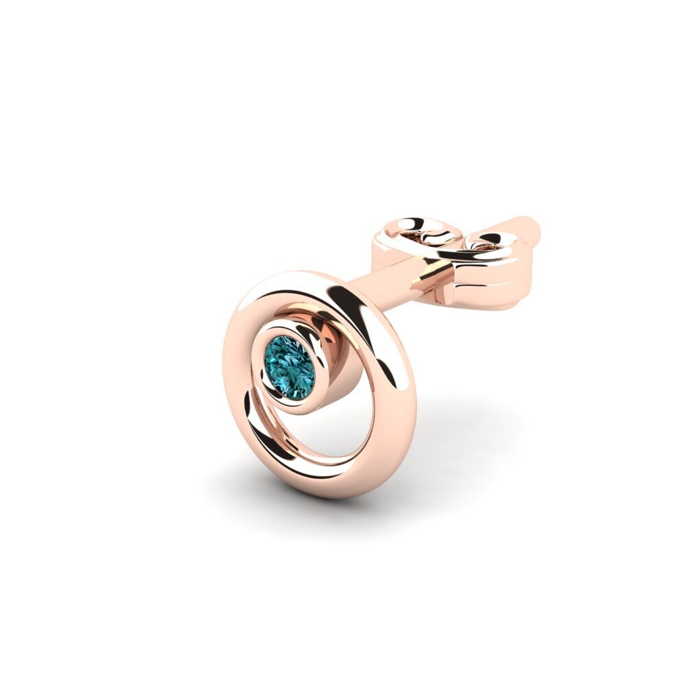 14ct Rose Gold Blue Diamond Men's Earring Sheakars