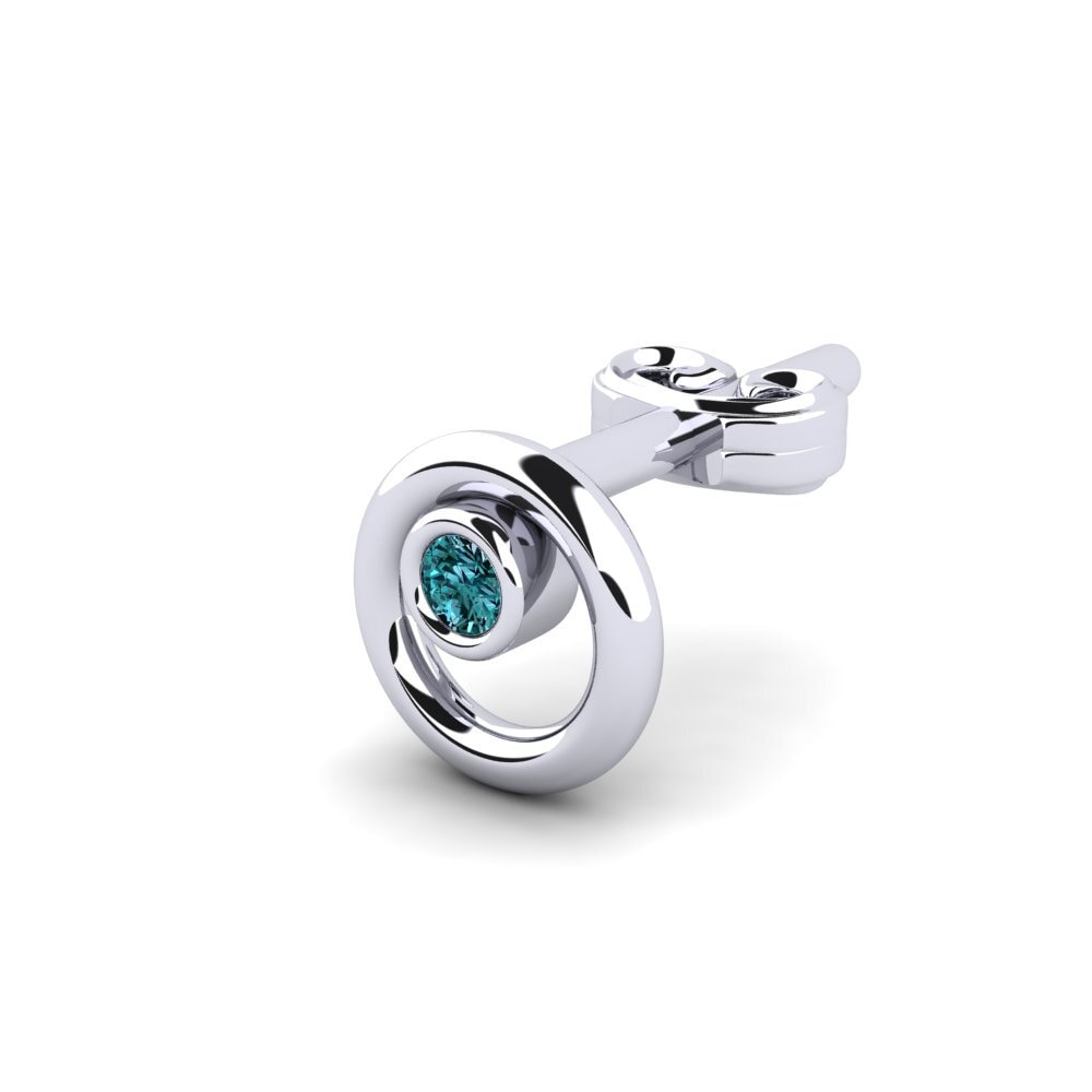 9k White Gold Blue Diamond Men's Earring Sheakars