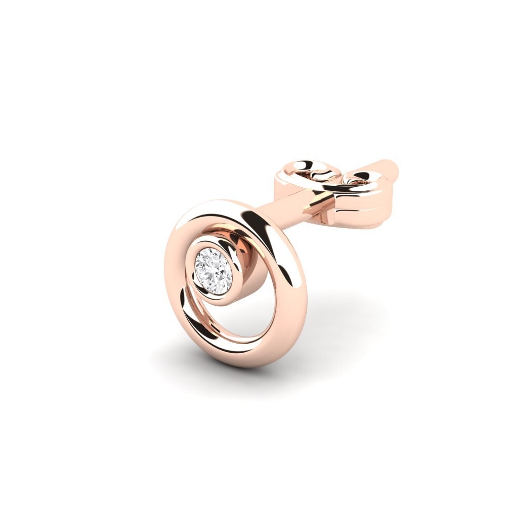 18ct Rose Gold White sapphire Men's Earring Sheakars