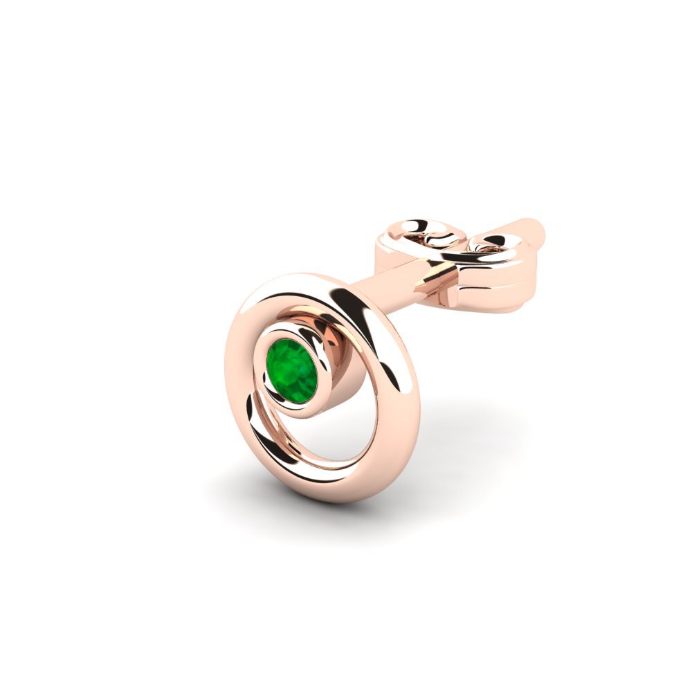 14ct Rose Gold Emerald Men's Earring Sheakars