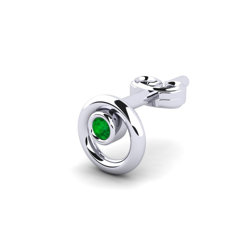 White Silver Emerald Men's Earring Sheakars