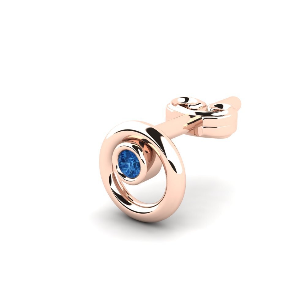 14ct Rose Gold Dark Blue Zirconia Men's Earring Sheakars