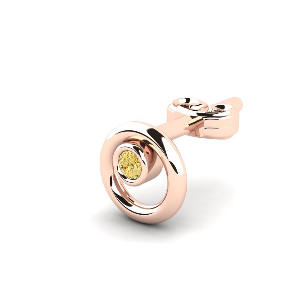 14ct Rose Gold Yellow Diamond Men's Earring Sheakars
