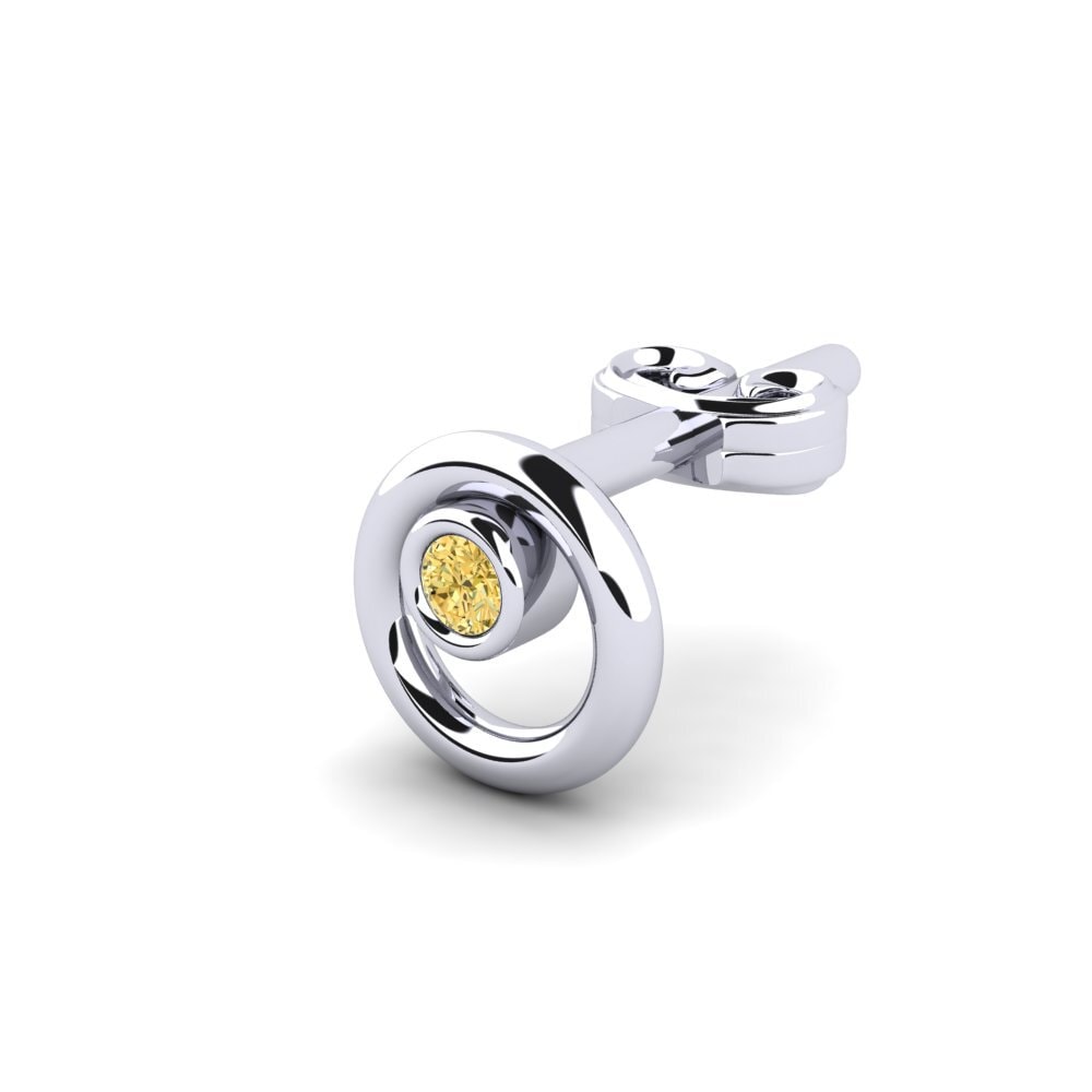 9ct White Gold Yellow Diamond Men's Earring Sheakars