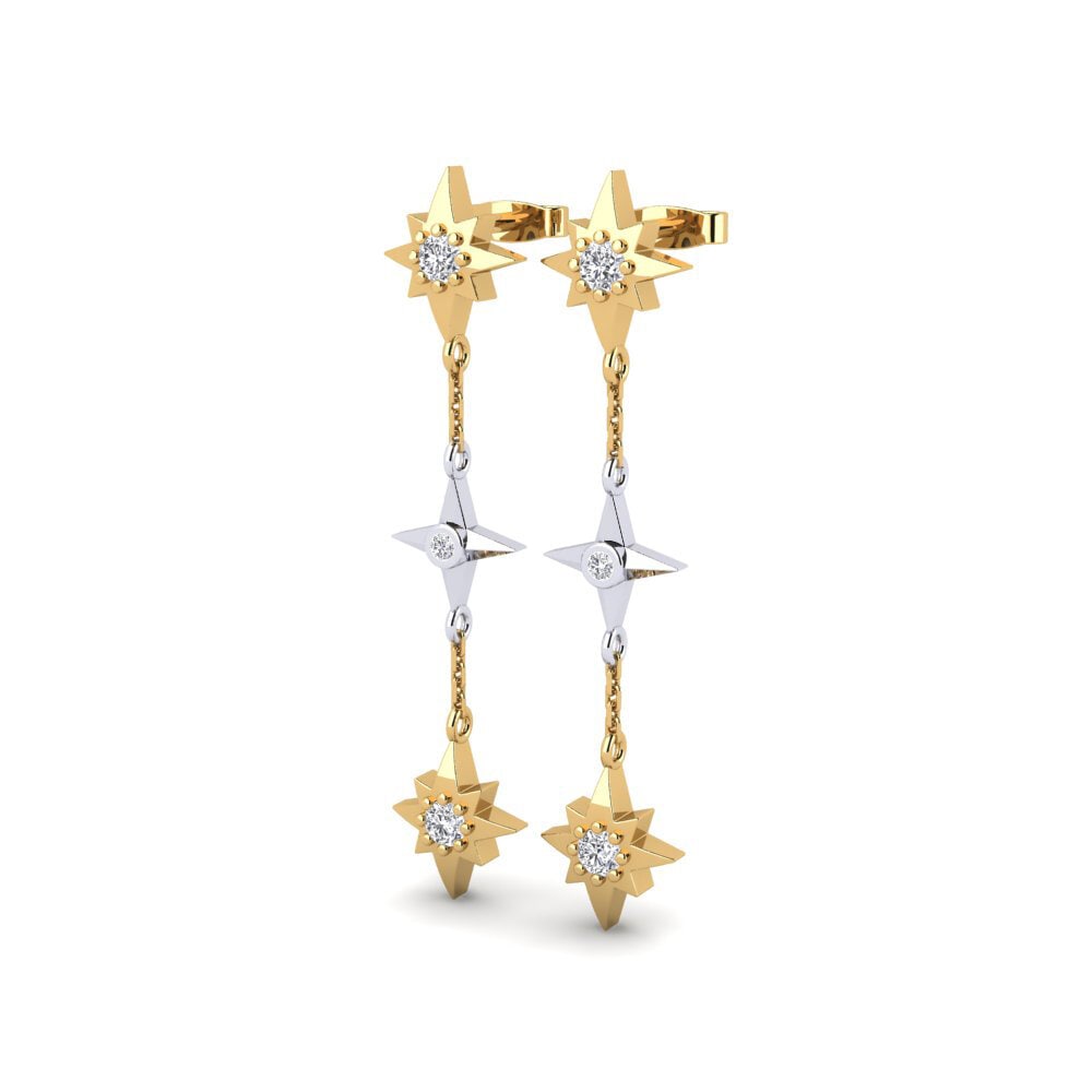 14k Oro Amarillo/Blanco Pendiente de mujer Sheliak