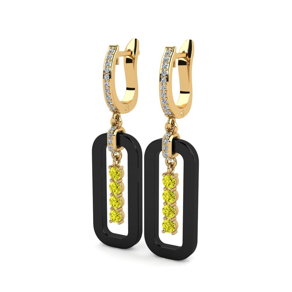 Diamant Jaune Boucle d'oreille femme Shelton