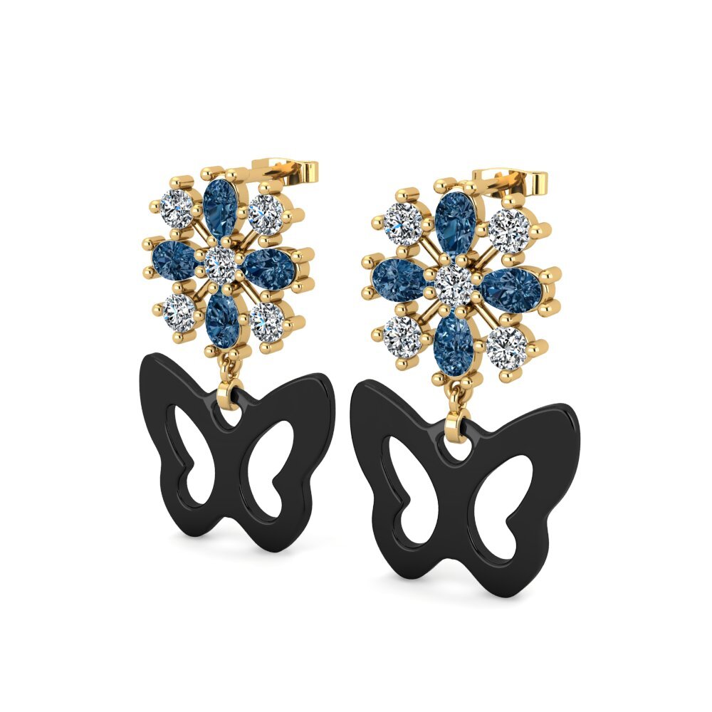 Diamante Azul Brincos Feminino Sheybe