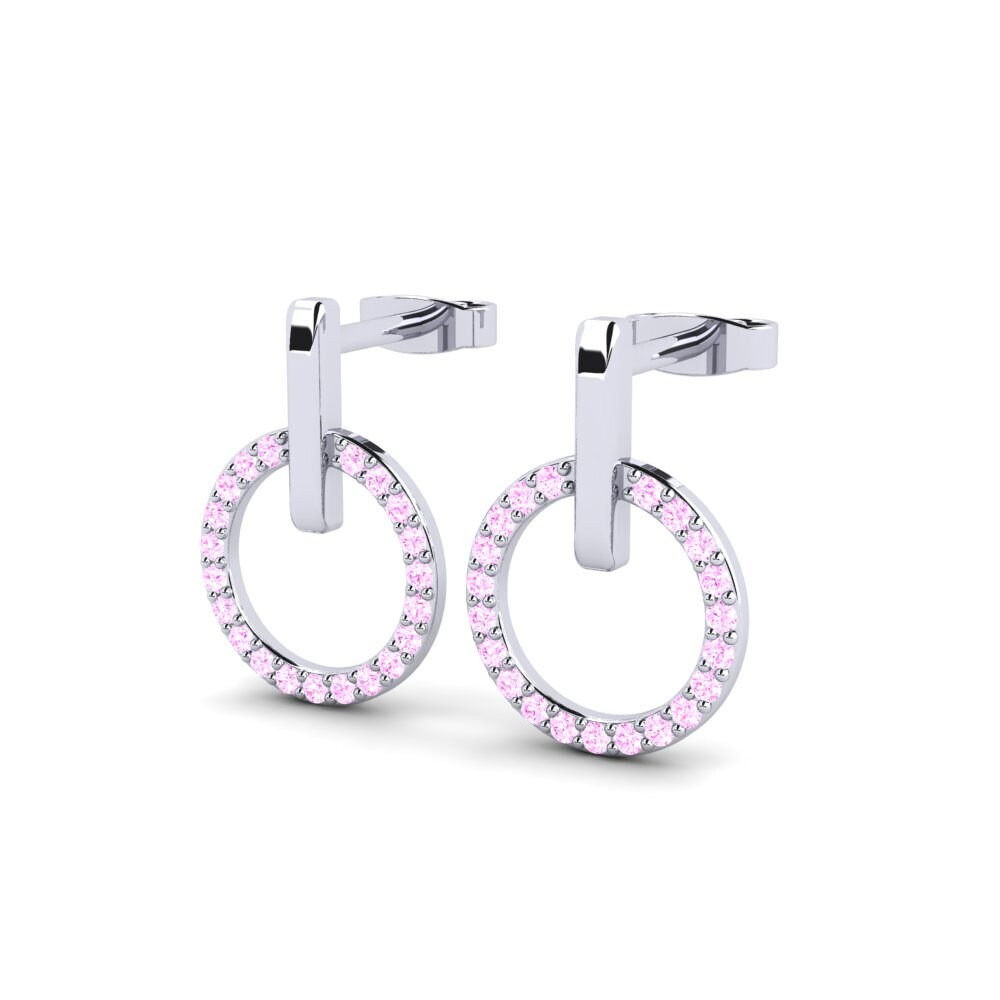 14k Oro Blanco Zafiro Rosado Pendiente de mujer Shir