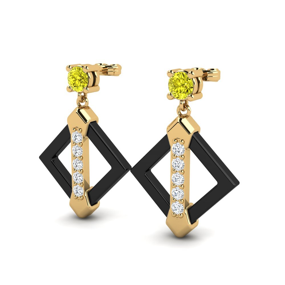 Diamant Jaune Boucle d'oreille femme Shireman