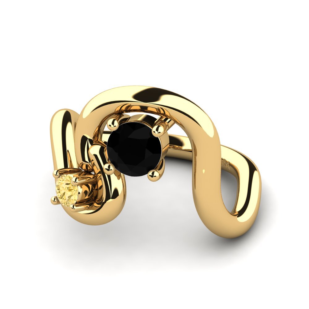 14ct Yellow Gold Black Diamond Ring Shirlette