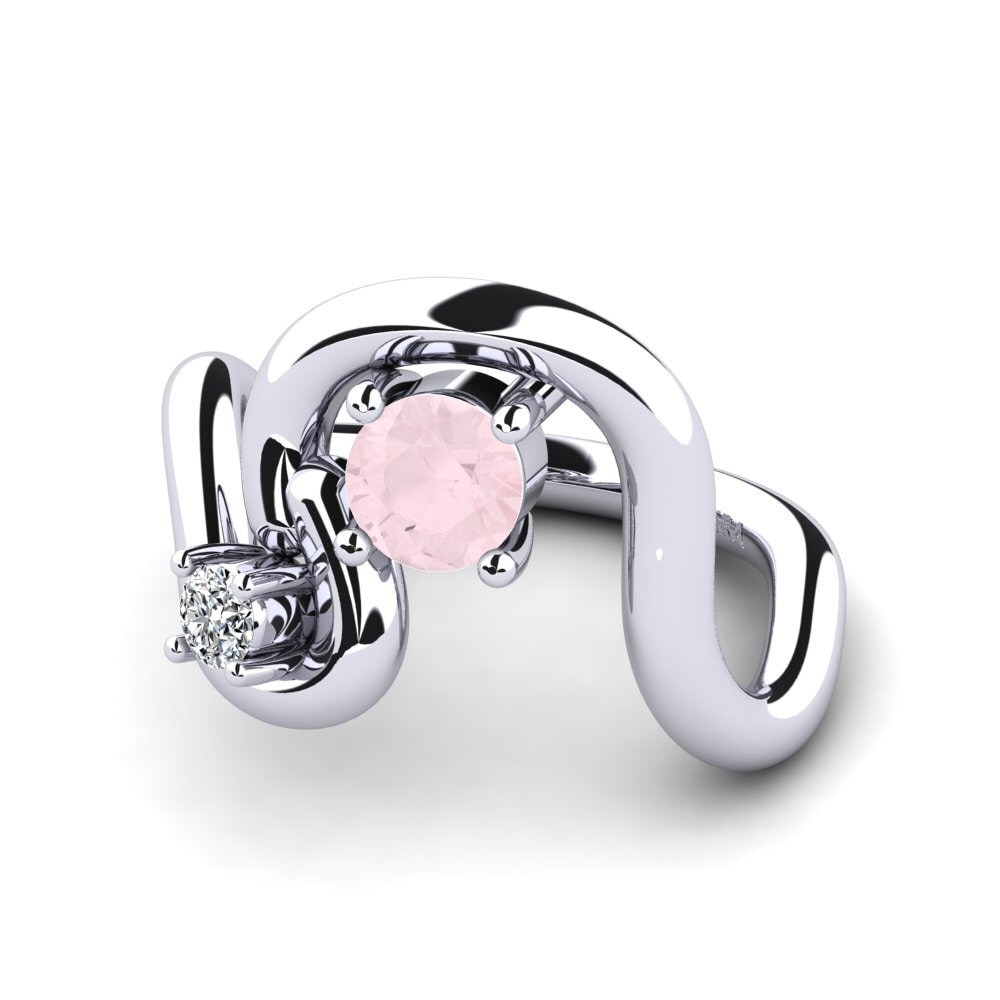 Or Blanc 9k Quartz Rose Bague Shirlette