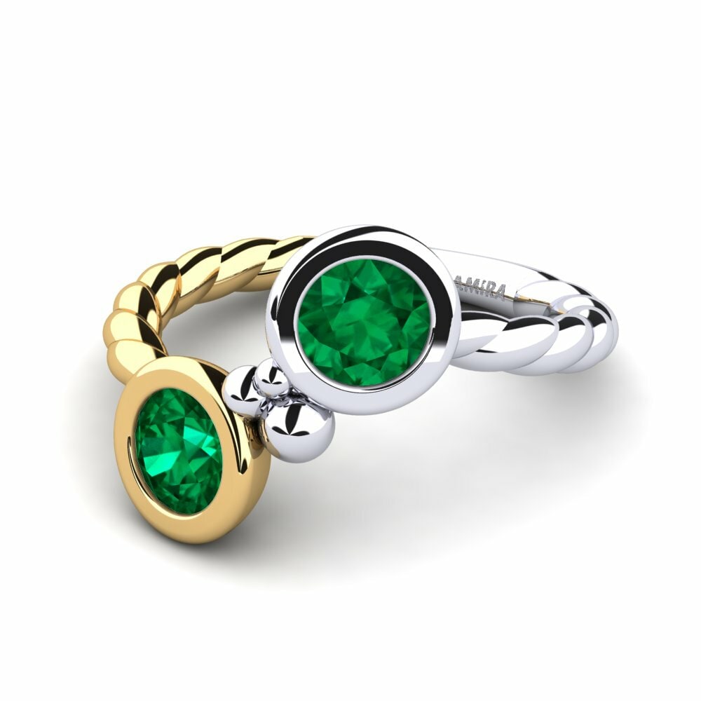 Bagues Or Blanc & Jaune 18k Émeraude (créée en laboratoire) Swing
