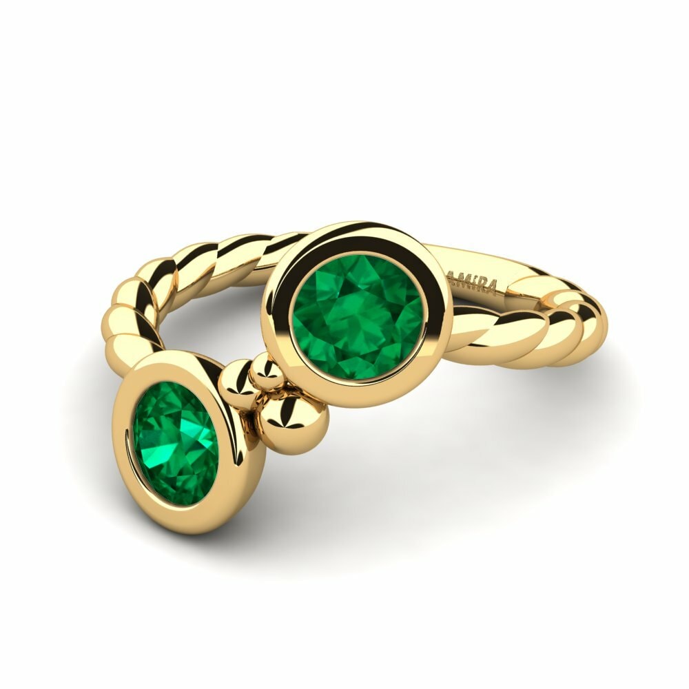 Bagues Or Jaune 18k Émeraude (créée en laboratoire) Swing