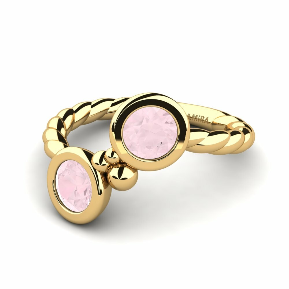 Swing Rose Quartz 14k Yellow Gold Engagement Rings