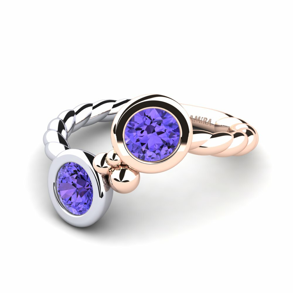 Swing Tanzanite 18k Rose & White Gold Engagement Rings