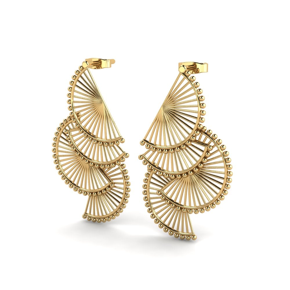 9k Oro Amarillo Pendientes Shizue