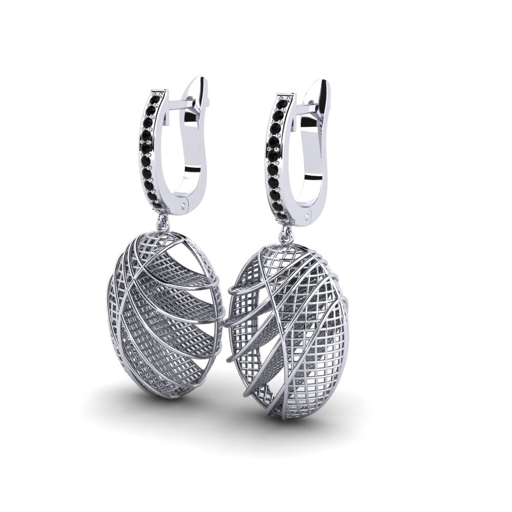 Saphir noir Boucle d'oreille femme Shotgun