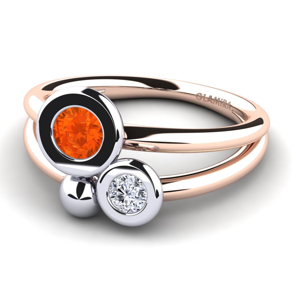 14ct Rose & White Gold Fire Opal Ring Shulamis