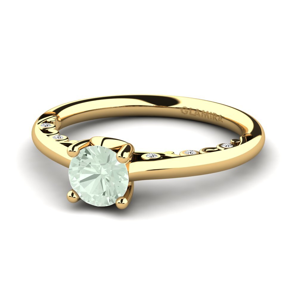 Tròn Đá Thạch Anh Xanh Nhẫn đính hôn Siargaole 0.5 crt