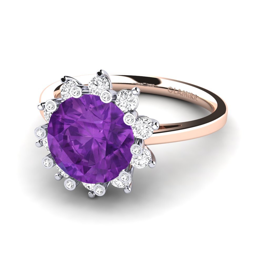 14k Rose & White Gold Amethyst Engagement Ring Silanna