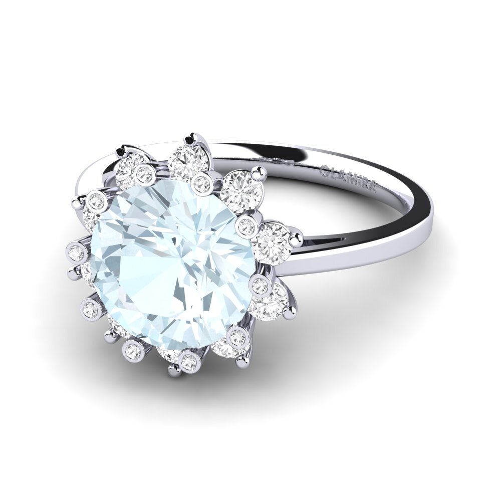 18k Oro Blanco Anillo de compromiso Silanna