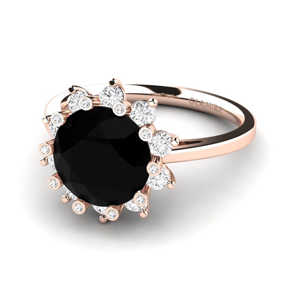 9k Rose Gold Black Onyx Engagement Ring Silanna